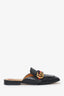 Gucci Black Leather GG 'Peyton' Slip On Mules Size 37