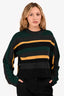 Ports 1961 Green/Grey Wool Striped Cropped Sweater Size XS