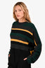 Ports 1961 Green/Grey Wool Striped Cropped Sweater Size XS