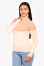 Chloe White/Nude Pink Cashmere Pattern Turtle Neck Sweater Size S