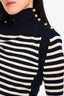 Alexander McQueen Navy/White Cashmere/Silk High Neck Sweater Size S