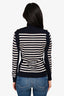 Alexander McQueen Navy/White Cashmere/Silk High Neck Sweater Size S