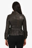 Burberry Prorsum Black Leather High Neck Belted Jacket Size 38
