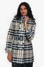 Burberry Beige/Black Tartan Patterned Trench Coat Size 2 US with Belt