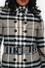 Burberry Beige/Black Tartan Patterned Trench Coat Size 2 US with Belt