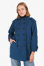 Burberry London Blue Wool Double Breasted Coat Size 2 US