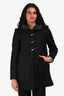 Miu Miu 2011 Black Wool Hooded Duffle Coat Size 36