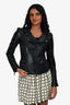 Burberry London Black Leather Biker Jacket Size 2 US