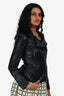 Burberry London Black Leather Biker Jacket Size 2 US