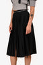 Givenchy 2014 Black Wool Zip Detail Pleated Midi Skirt Size 34