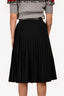 Givenchy 2014 Black Wool Zip Detail Pleated Midi Skirt Size 34