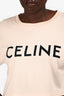 Celine Cream Black Logo Crop T-Shirt Size M