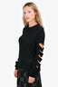 Rick Owens Black Cotton/Wool Cut Out Sleeve Sweater Size S