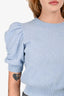 Frame Baby Blue Cashmere Puff Shoulder 3/4 Sleeve Sweater Size M