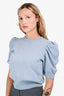 Frame Baby Blue Cashmere Puff Shoulder 3/4 Sleeve Sweater Size M