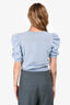 Frame Baby Blue Cashmere Puff Shoulder 3/4 Sleeve Sweater Size M