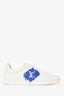 Louis Vuitton White/Blue Leather Logo Low Top Sneakers Size 5