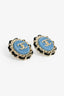 Pre-Loved Chanel™ Gold Toned/Denim CC Earrings