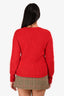 Jacquemus Red Alpaca Blend 'La Maille Pau' Asymmetrical Cardigan Size 40
