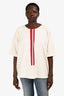 Issey Miyake Men White/Red Paint Stroke Top Est. Size M