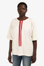 Issey Miyake Men White/Red Paint Stroke Top Est. Size M