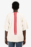 Issey Miyake Men White/Red Paint Stroke Top Est. Size M