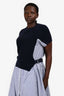 Sacai Navy/White Knit Striped Shirt Midi Dress Size 3