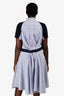 Sacai Navy/White Knit Striped Shirt Midi Dress Size 3