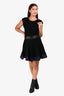 Sacai Black/Navy Knit Sleeveless Midi Dress Size 3 with Belt