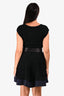 Sacai Black/Navy Knit Sleeveless Midi Dress Size 3 with Belt