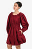 Ulla Johnson Burgundy Off the Shoulder Bubble Hem Dress Size 6