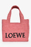 Loewe Pink Raffia Mini Font Bag With Strap