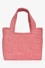 Loewe Pink Raffia Mini Font Bag With Strap