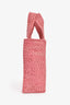 Loewe Pink Raffia Mini Font Bag With Strap