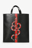 Gucci Black Leather Snake Tote Bag with Strap