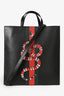 Gucci Black Leather Snake Tote Bag with Strap