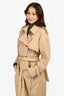 Dries Van Noten Tan Nylon Snakeskin Print Trimmed Long Trench Coat with Belt Size XS