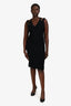 Versace Black Sleeveless Safety Pin Midi Dress Size 40