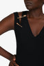 Versace Black Sleeveless Safety Pin Midi Dress Size 40