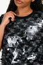 Akris Punto Black Virgin Wool Short Sleeve Large Sequin Sweater Size 10 US w/ Tags