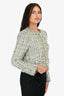 Cinq a Sept Green Tweed Evening Jacket with Silver Buttons Size 6 with Tags