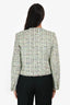 Cinq a Sept Green Tweed Evening Jacket with Silver Buttons Size 6 with Tags