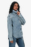 Haikure Blue Denim Button-Up Belted Shirt Size XS