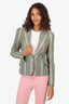 L'Agence Green/Pink Linen Striped Blazer Size 4