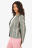 L'Agence Green/Pink Linen Striped Blazer Size 4