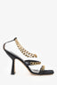 By Far Black Leather Gold Chain Detail Heels Size 40