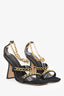 By Far Black Leather Gold Chain Detail Heels Size 40