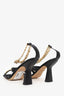 By Far Black Leather Gold Chain Detail Heels Size 40
