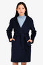 Weekend Max Mara Navy Wool Short Belted Coat Size 4 US