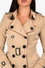 Burberry London Tan Red/Black Contrast Stitch Midi Trench Coat Size 6